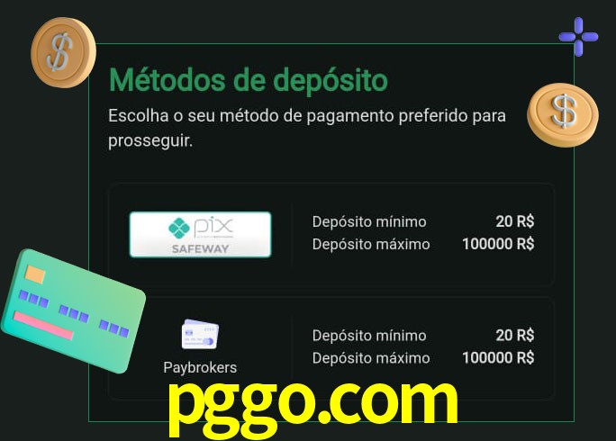 O cassino pggo.com oferece uma grande variedade de métodos de pagamento